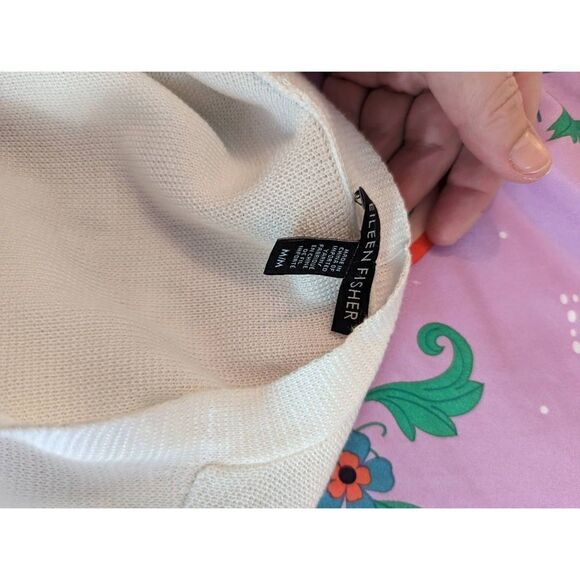 Eileen Fisher midi white open knit cardigan sz m nwot - Picture 4 of 4